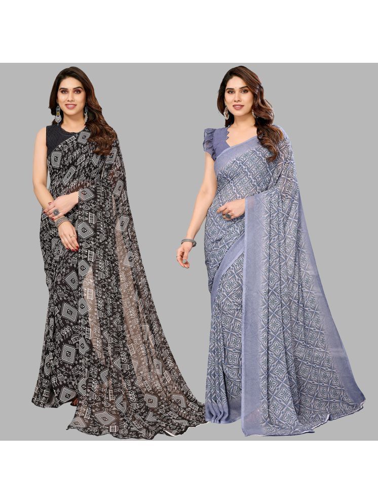     			Kashvi Sarees Pack of 2 Georgette Printed Saree With Blouse Piece ( Multicolor )