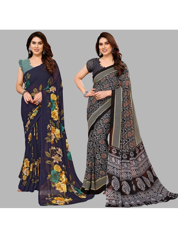     			Kashvi Sarees Pack of 2 Georgette Printed Saree With Blouse Piece ( Multicolor )