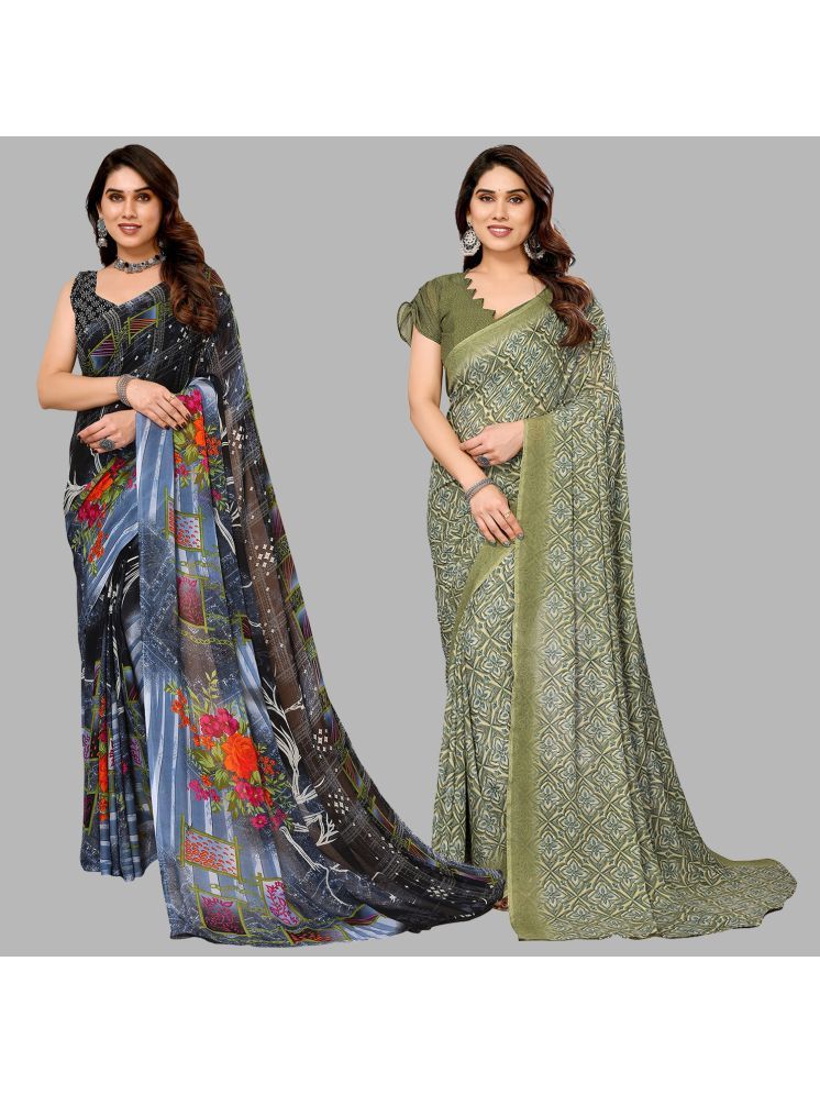     			Kashvi Sarees Pack of 2 Georgette Printed Saree With Blouse Piece ( Multicolor )