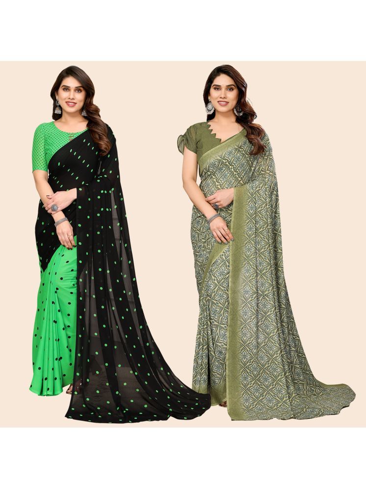     			Kashvi Sarees Pack of 2 Georgette Printed Saree With Blouse Piece ( Multicolor )