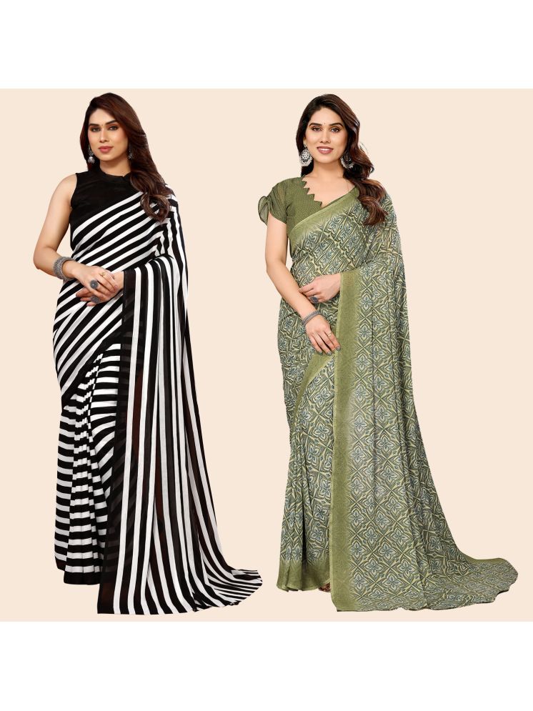     			Kashvi Sarees Pack of 2 Georgette Printed Saree With Blouse Piece ( Multicolor )