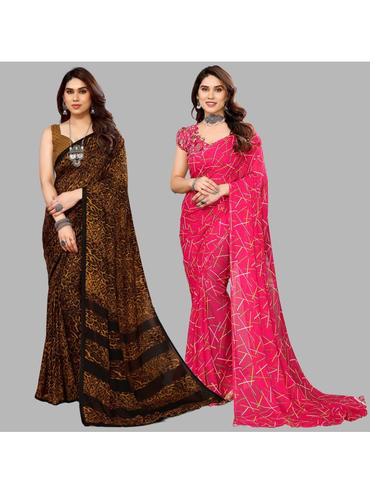     			Kashvi Sarees Pack of 2 Georgette Printed Saree With Blouse Piece ( Multicolor )