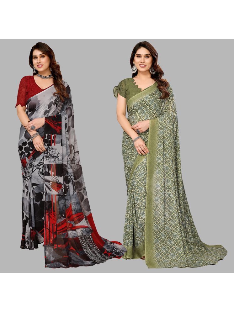     			Kashvi Sarees Pack of 2 Georgette Printed Saree With Blouse Piece ( Multicolor )