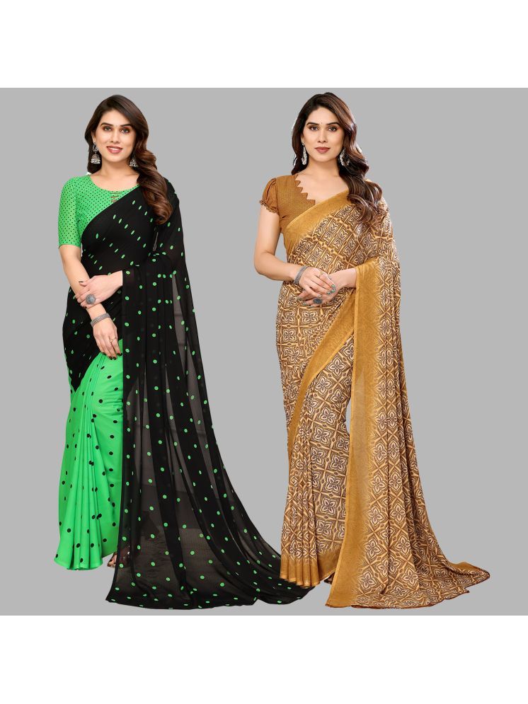     			Kashvi Sarees Pack of 2 Georgette Printed Saree With Blouse Piece ( Multicolor )