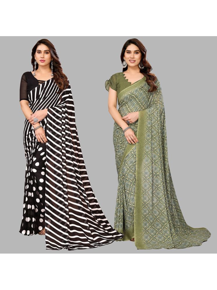     			Kashvi Sarees Pack of 2 Georgette Printed Saree With Blouse Piece ( Multicolor )