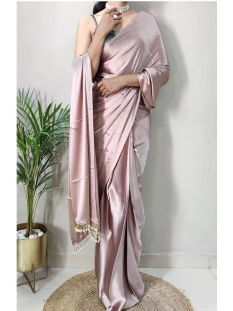     			Saadhvi Pack of 1 Satin Solid Saree With Blouse Piece ( Pink )