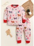 Lazy Shark Pack of 1 Girls Cotton Blend Night Suit Set ( Pink )