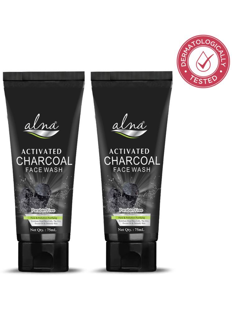     			Alna Charcoal Face Wash 75ml Paraben Free , Pack of 2