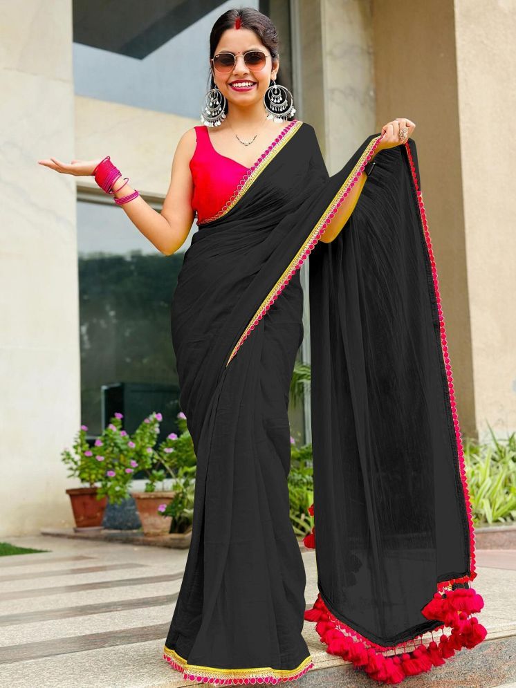     			Apnisha Pack of 1 Georgette Embellished Saree With Blouse Piece ( Black )