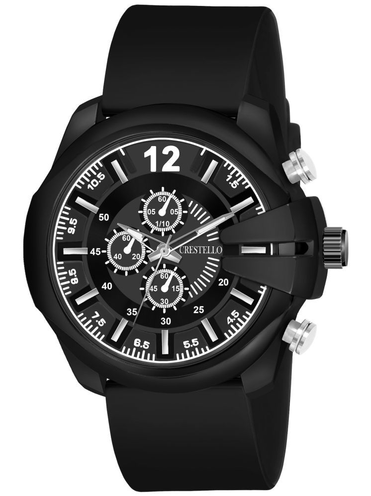     			Crestello Black Silicon Analog Men's Watch