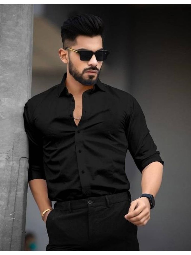     			Eviqe Cotton Blend Regular Fit Solids Full Sleeves Men's Casual Shirt - Black ( Pack of 1 )