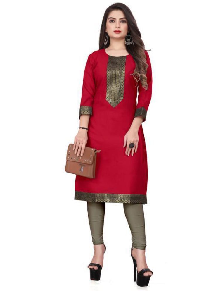     			HF Holyday Fashion Pack of 1 Cotton Printed Straight Women's Kurti - ( Red )