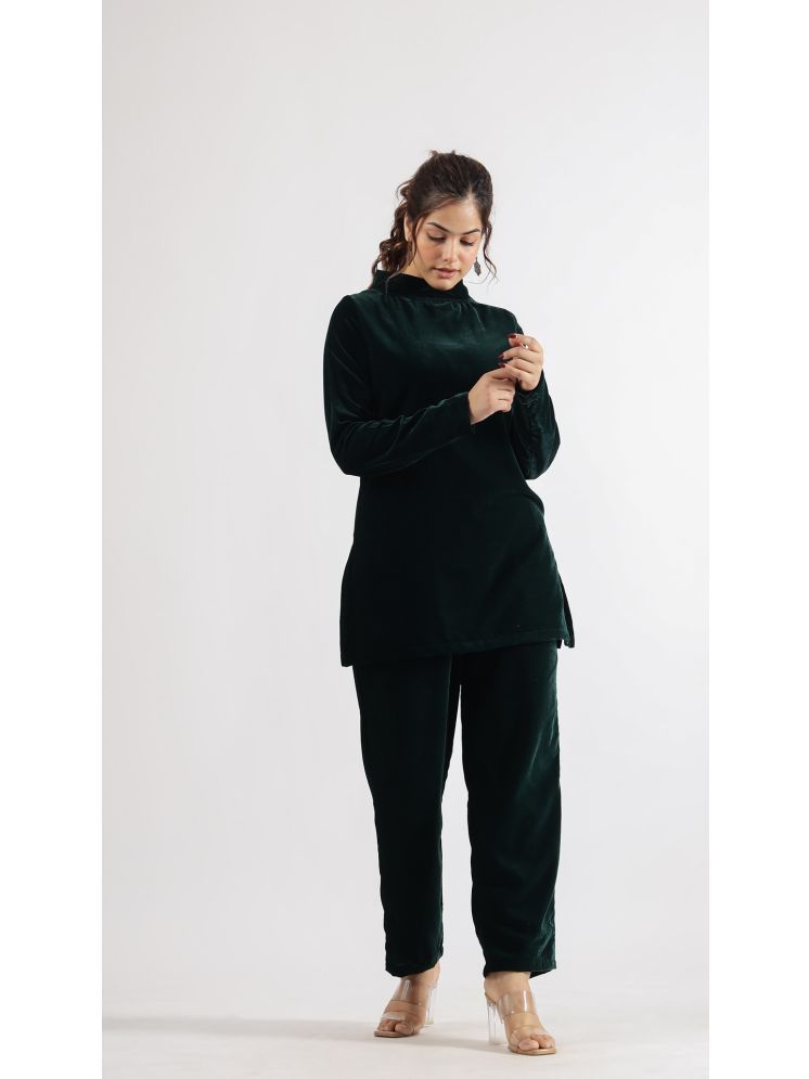     			Label Flavia Green Solid Pant Top Set