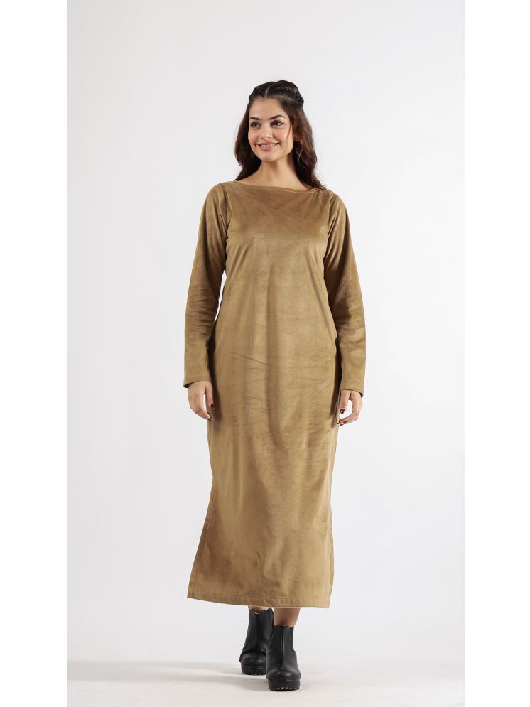     			Label Flavia Velvet Solid Ankle Length Women's Gown - Camel ( Pack of 1 )