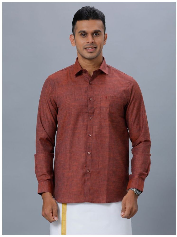     			Ramraj cotton Cotton Blend Regular Fit Self Design Full Sleeves Men's Casual Shirt - Maroon ( Pack of 1 )