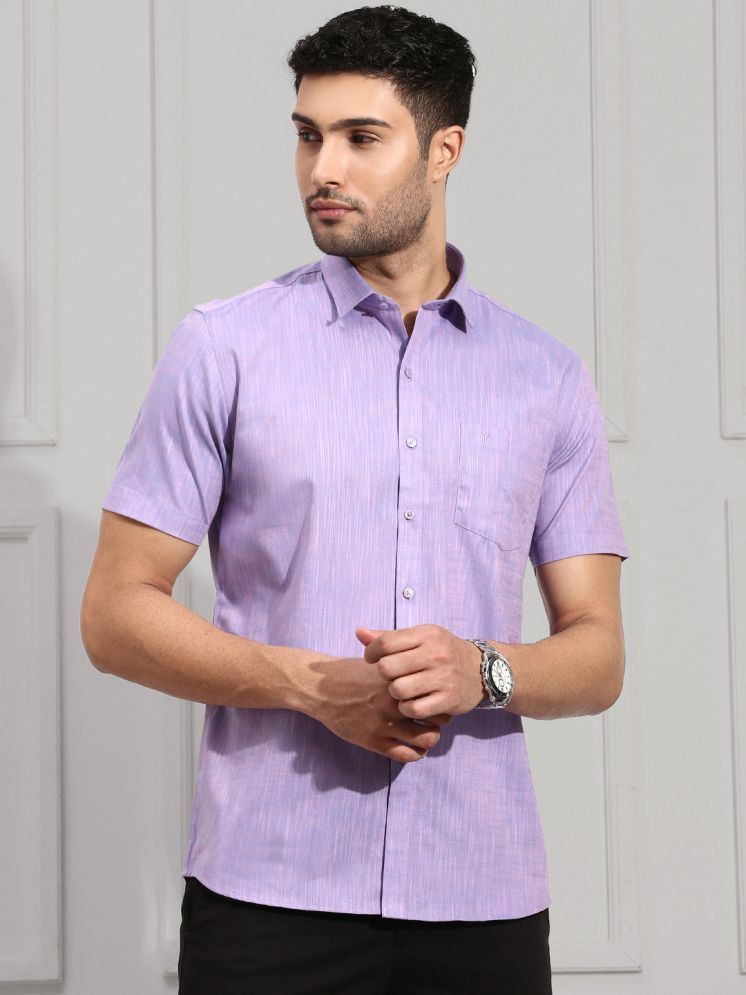     			Ramraj cotton Cotton Blend Regular Fit Self Design Half Sleeves Men's Casual Shirt - Purple ( Pack of 1 )