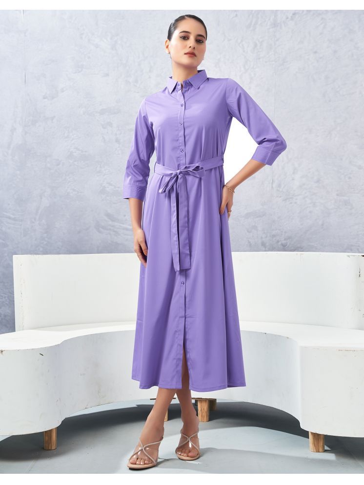     			Selvia Crepe Solid Midi Women's Shirt Dress - Purple ( Pack of 1 )