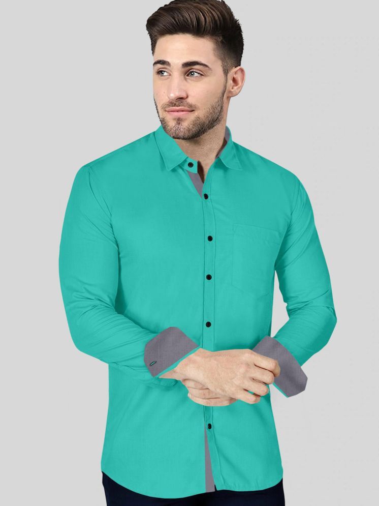     			VTEXX Cotton Blend Regular Fit Solids Full Sleeves Men's Casual Shirt - Teal ( Pack of 1 )