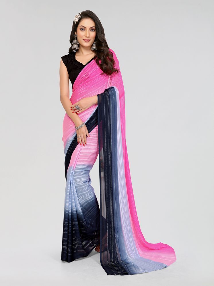     			ANAND SAREES Pack of 1 Georgette Dyed Saree With Blouse Piece ( Pink )