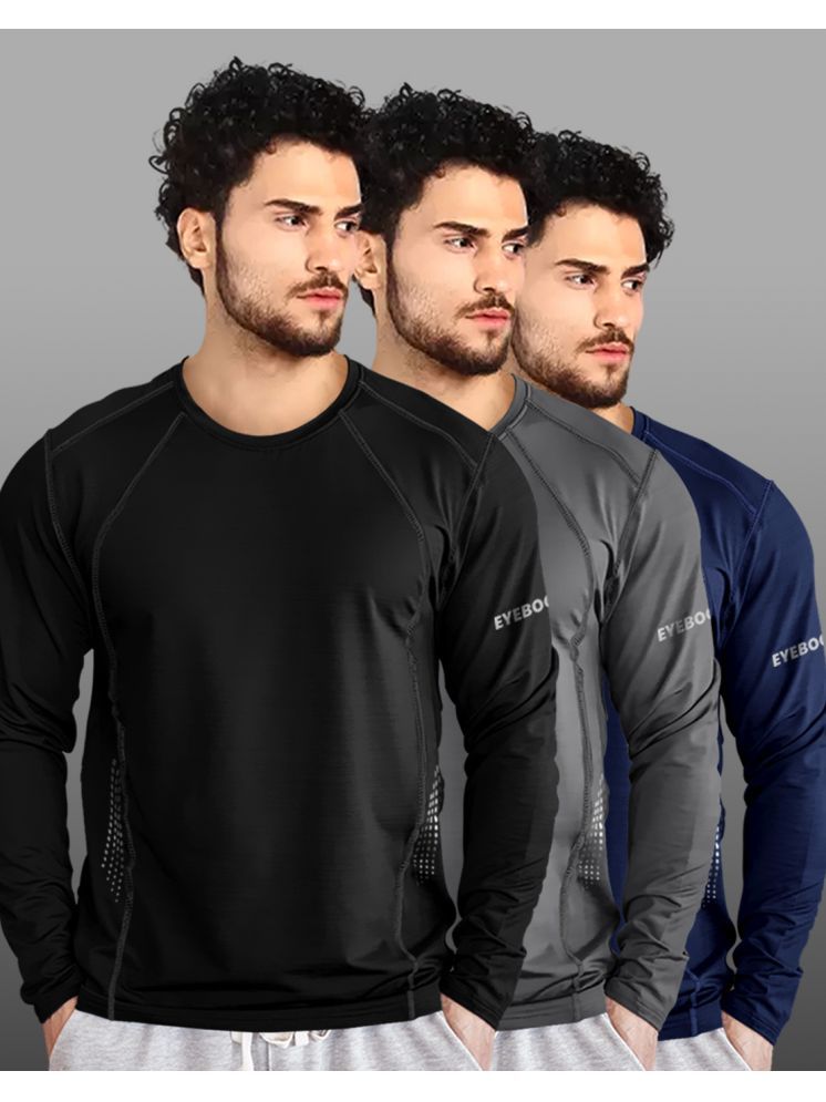     			Eyebogler Pack of 3 Polyester Regular Fit Men's T-Shirt ( Black )