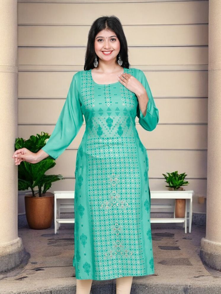     			Jevi Prints Pack of 1 Viscose Printed Straight Women's Kurti - ( Green )