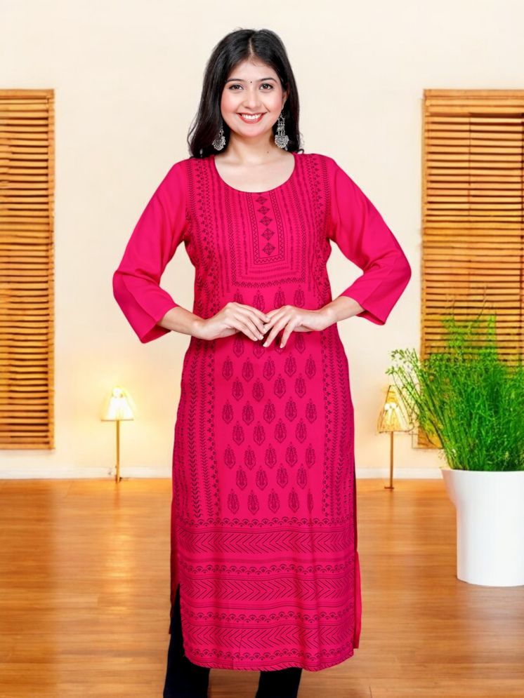     			Jevi Prints Pack of 1 Viscose Printed Straight Women's Kurti - ( Red )