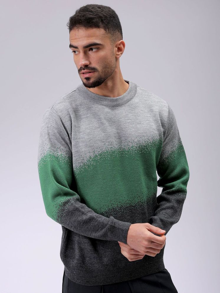     			The Indian Garage Co. Acrylic Round Neck Men's Full Sleeves Pullover Sweater - Grey ( Pack of 1 )