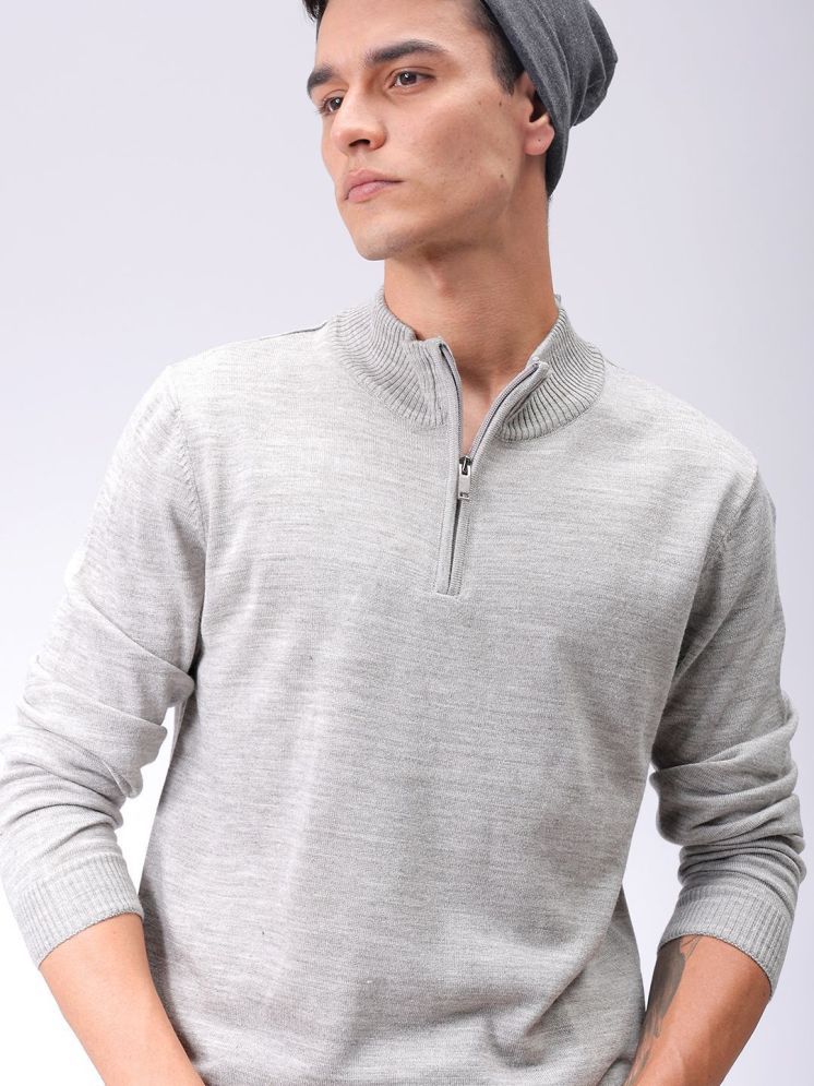     			The Indian Garage Co. Acrylic High Neck Men's Full Sleeves Pullover Sweater - Grey ( Pack of 1 )