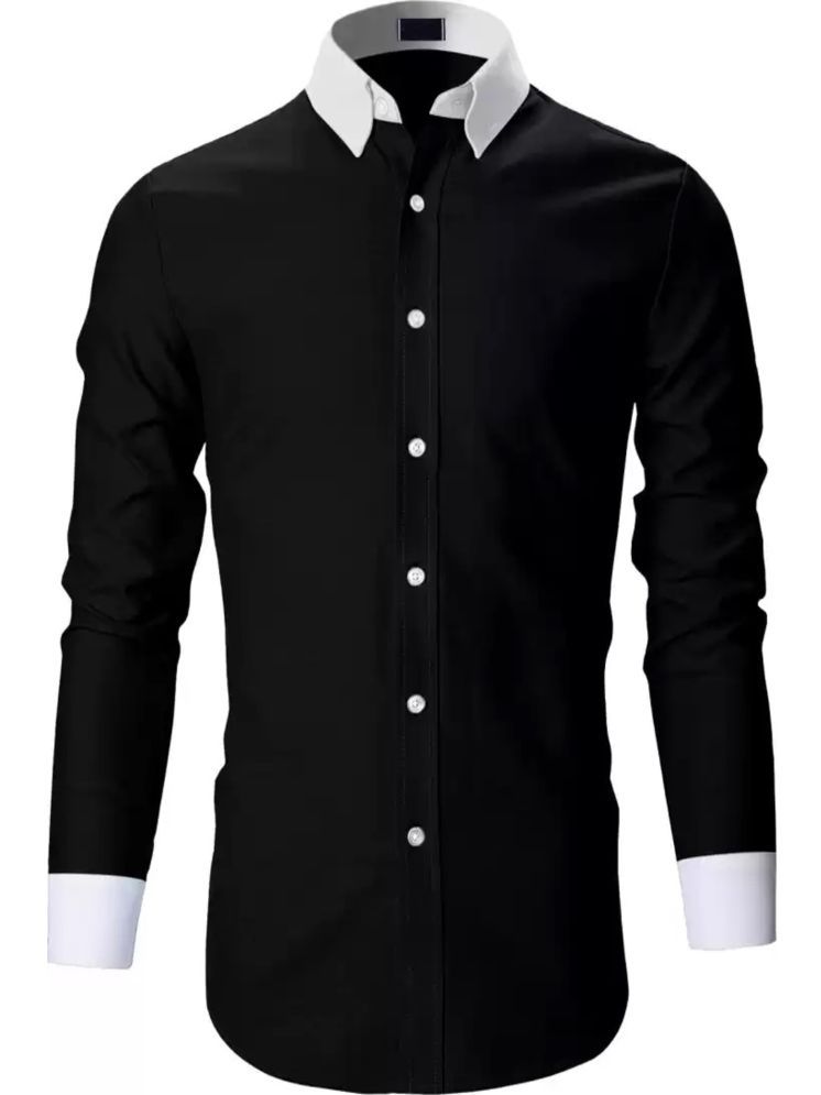     			VERTUSY Cotton Blend Regular Fit Solids Full Sleeves Men's Casual Shirt - Black ( Pack of 1 )