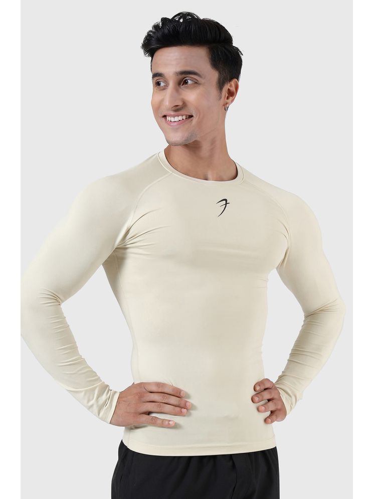     			Fuaark Beige Polyester Slim Fit Men's Compression T-Shirt ( Pack of 1 )