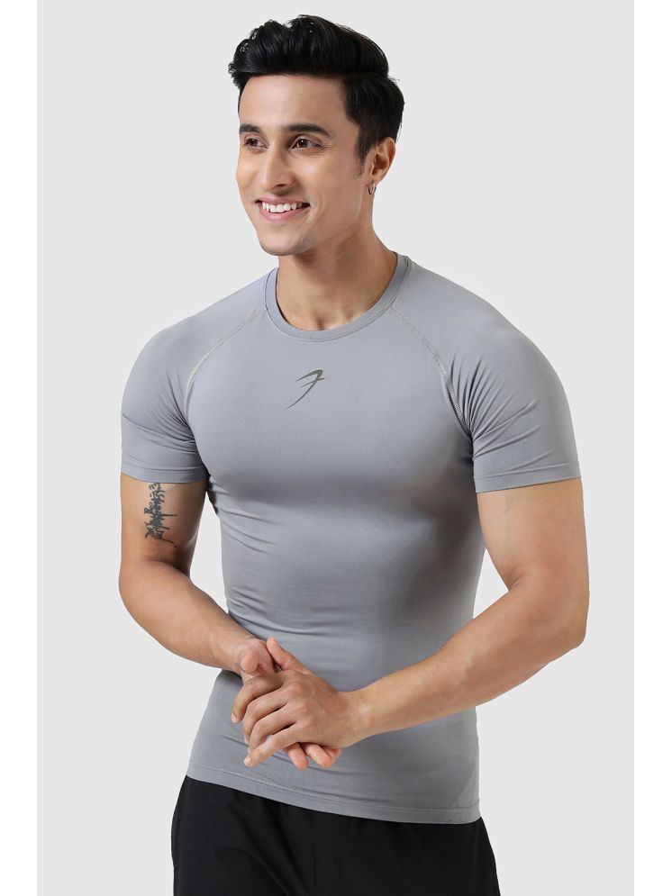     			Fuaark Grey Polyester Slim Fit Men's Compression T-Shirt ( Pack of 1 )