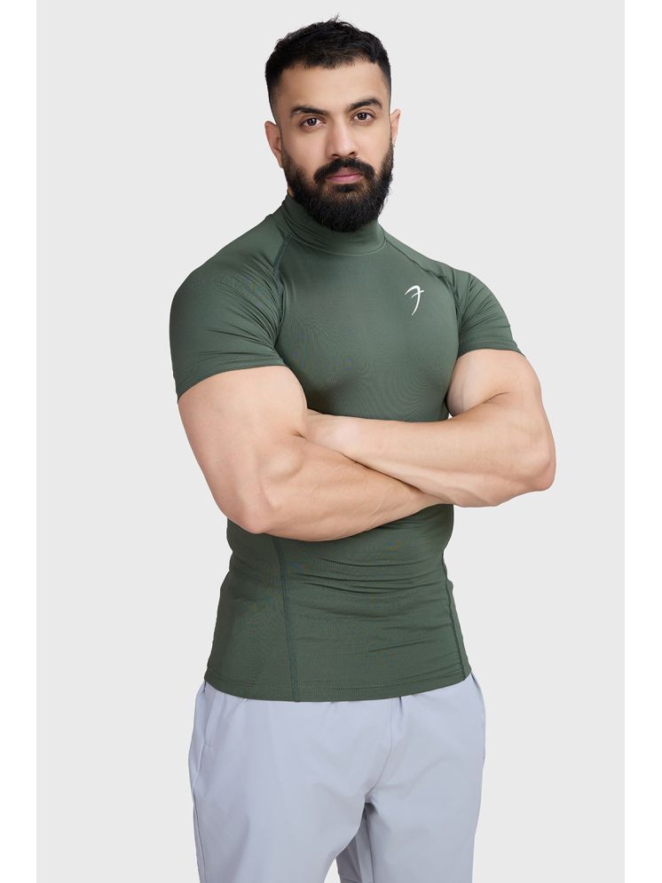     			Fuaark Olive Polyester Slim Fit Men's Compression T-Shirt ( Pack of 1 )