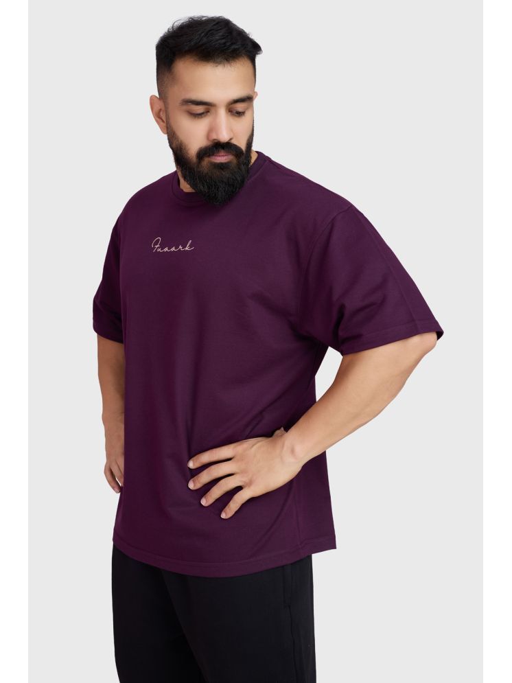     			Fuaark Purple Cotton Oversized Fit Men's Sports T-Shirt ( Pack of 1 )