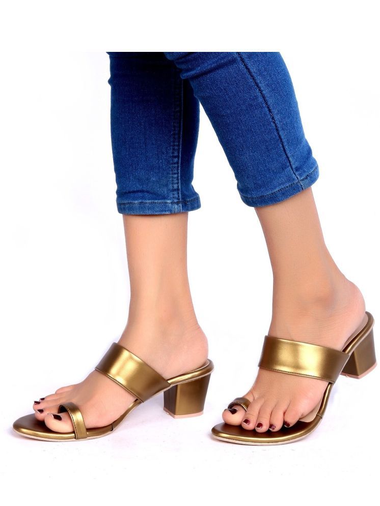     			Picktoes Gold Women's Sandal Heels