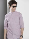 The Indian Garage Co Men Purple Cotton Solid Casual Shirt