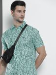 The Indian Garage Co Men Sea Green Comfort Printed Cotton Casual Shirt