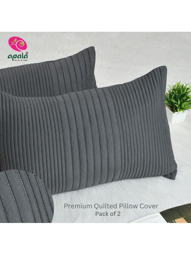     			Apala - Pack of 2 Microfiber Solid Quilted Standard Size Pillow Cover ( 68.58 cm(27) x 43.18 cm(17) ) - Grey