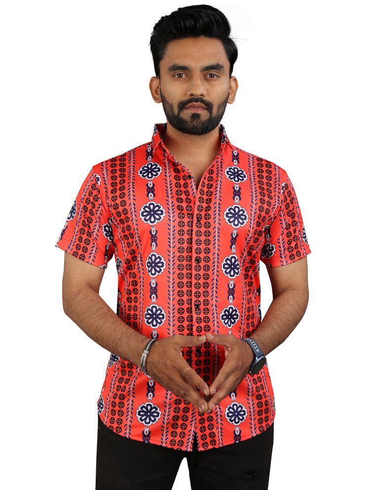     			Fashionfricks Elastane Regular Fit Printed Half Sleeves Men's Casual Shirt - Red ( Pack of 1 )