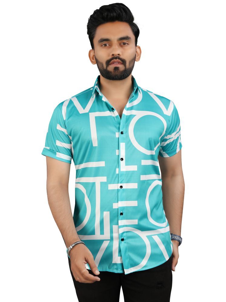     			Fashionfricks Elastane Regular Fit Printed Half Sleeves Men's Casual Shirt - Sea Green ( Pack of 1 )