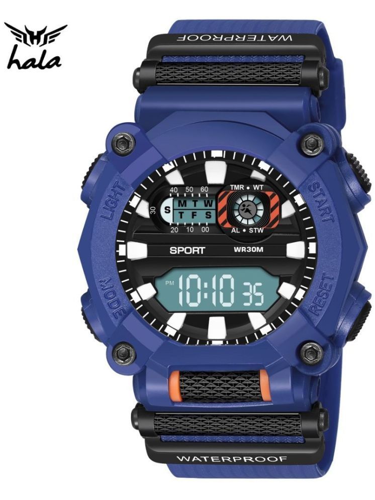     			Hala Blue Silicon Digital Men's Watch