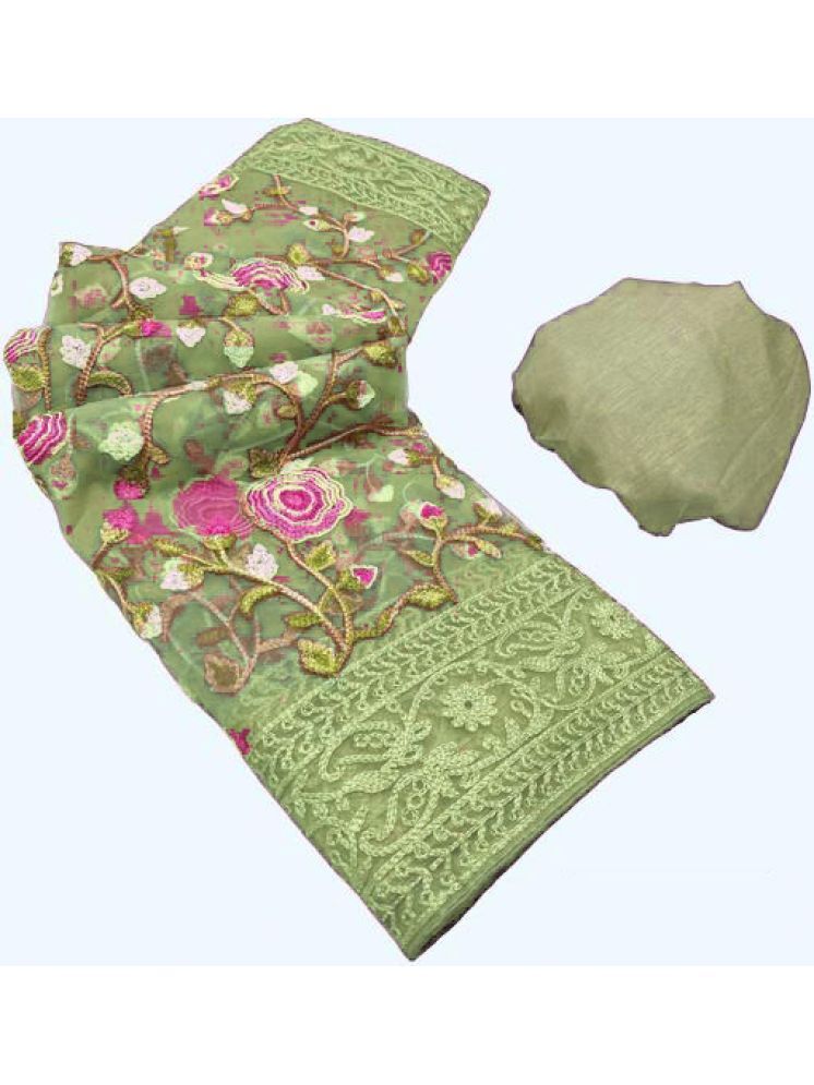     			JULEE Pack of 1 Net Embroidered Saree With Blouse Piece ( LightGreen )