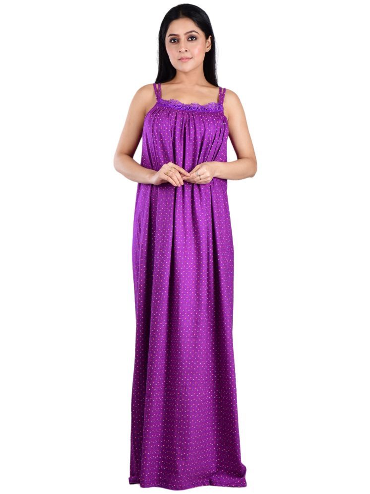     			PIYALI'S CREATION WOMEN'S Purple Hosiery Women's Nightwear Nighty & Night Gowns ( Pack of 1 )