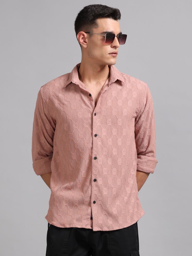     			Paul Street Polyester Slim Fit Self Design Full Sleeves Men's Casual Shirt - Pink ( Pack of 1 )