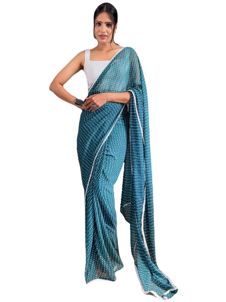     			Sidhidata Pack of 1 Georgette Printed Saree With Blouse Piece ( Rama )