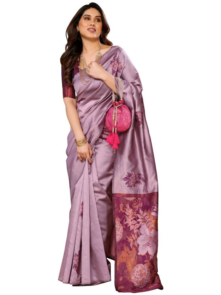     			Sidhidata Pack of 1 Jacquard Printed Saree With Blouse Piece ( Purple )