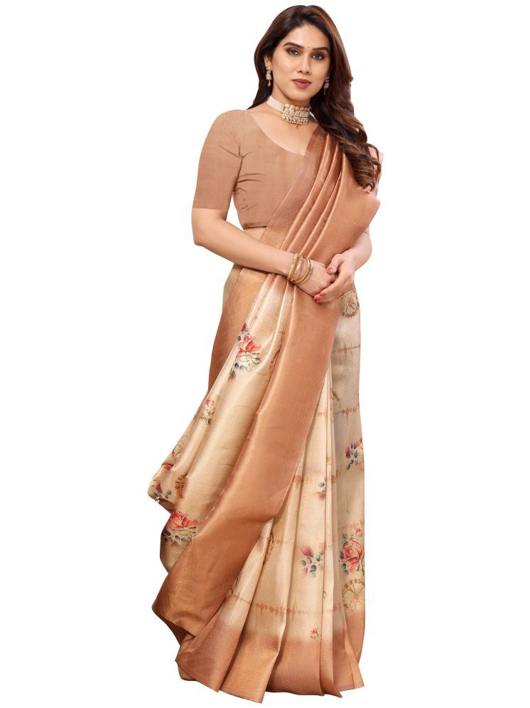     			Sidhidata Pack of 1 Jacquard Printed Saree With Blouse Piece ( Cream )