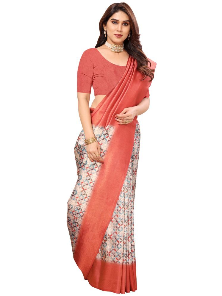     			Sidhidata Pack of 1 Jacquard Printed Saree With Blouse Piece ( Orange )