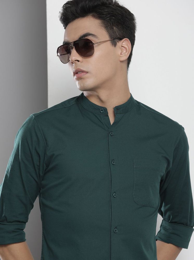     			The Indian Garage Co Men Teal Solid Cotton Casual Shirt