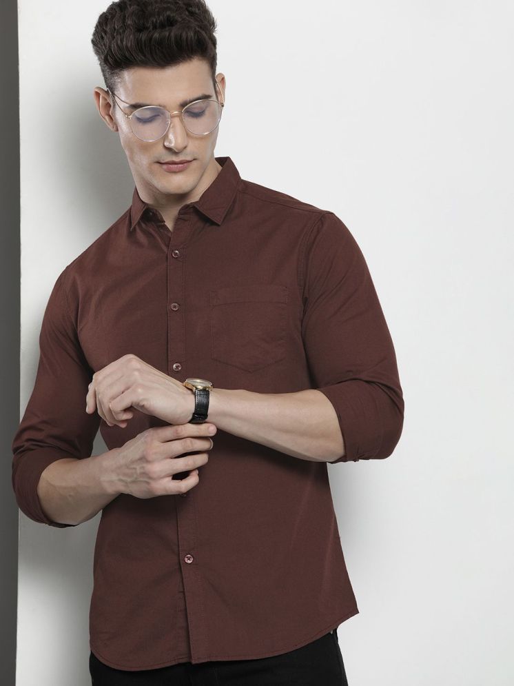     			The Indian Garage Co. 100% Cotton Regular Fit Solids Full Sleeves Men's Casual Shirt - Brown ( Pack of 1 )