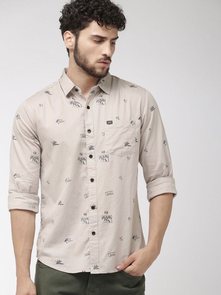     			The Indian Garage Co Men Beige Regular Fit Printed Casual Shirt